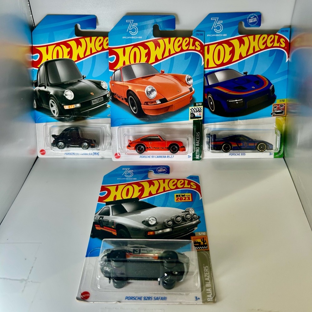 2023 Hot Wheels Porsche Lot of 4x - Porsche 911 Carrera, 928s, 935 & 911 Tooned